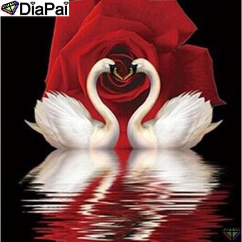DiaPai 5D DIY Diamond Painting 100% Full Square/Round Drill "Goose rose flower" Diamond Embroidery Cross Stitch 3D Decor A22473