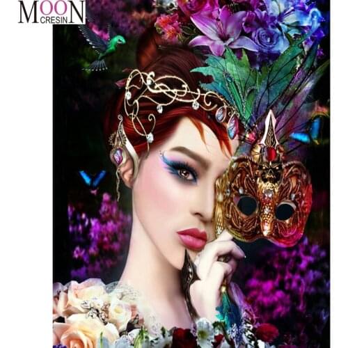 Diy Diamond Painting Goddess With Flower On Her Head Diamond Mosaic Full Square Round Diamond Embroidery Cross Stitch Rhinestone