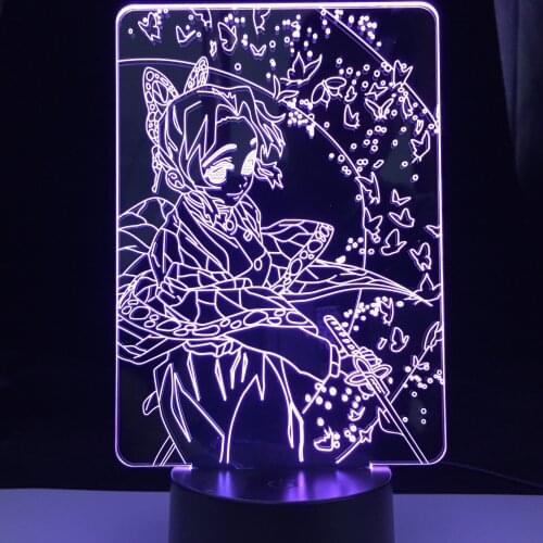 Anime Demon Slayer 3D Lamp Kimetsu No Yaiba Kocho Kanae Light for Bedroom Decor Child Kids Birthday Gift Manga Kocho Kanae Lamp