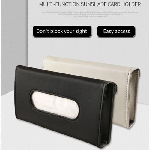 Car Tissue Holder Hanging Paper Towel Clip PU Leather Tissue Box Carton Towel Sets Car Sun Visor Tissue Bag Car Accessories