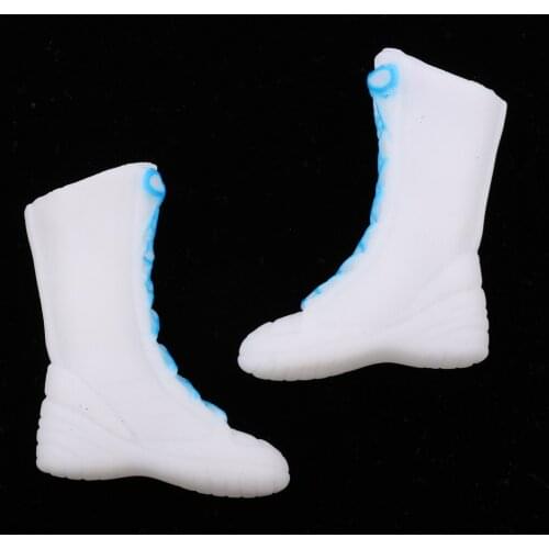 White Pair of Plastic High Boots Shoes for 12'' Blythe Dolls Clothing ACCS