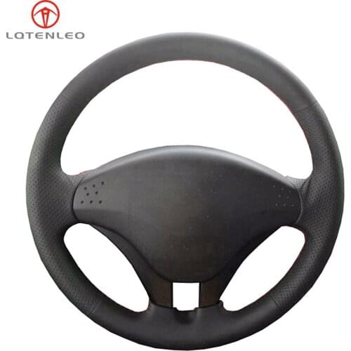 LQTENLEO Black Artificial Leather Hand-stitched Car Steering Wheel Cover For Mitsubishi Pajero 2008 2009 2010 2011 V73 2011 L200