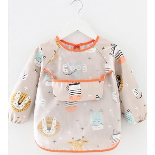 Baby Kids Toddler Long Sleeve Scarf Waterproof Cartoon Self Feeding Apron Infant Boys Girls Burp Cloth Baby Bibs Eating Clothes