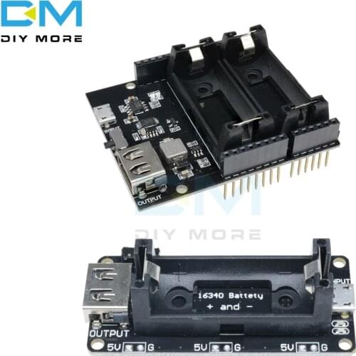 ESP8266 ESP32 Dual 16340 lithium Battery Module USB Mobile Power Bank Battery Holder Charger Board Module For Arduino R3