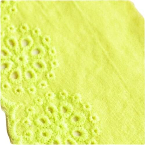 Fluorescent Green Cotton Embroidery Lace Fabric By The Yard For Skirt Curtain Bed Accessories Material