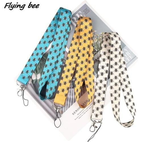 Flyingbee Hardworking Insect Bee Painting Art Key Chain Lanyard Neck Strap For Phone Keys ID Card Creative Lanyards X1136