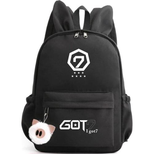 GOT7 GOT 7 Jinyong Jackson Backpack School Bags Black Pink Blue Mochila Travel Bags Laptop Keychain Backpack With Ears