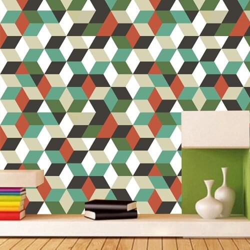 Contrast Color Rhombus Art Furniture Decal Wallpaper Living Room Adhesive Wall Paper Waterproof Wall Stickers for Cabinet Desk