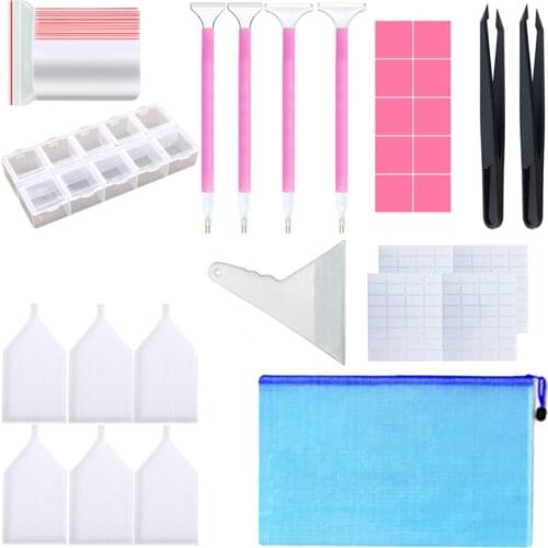 5D Diamond Mosaic Painting Tool Angled Tip Point Drill Pen Tweezers Pen Tray Set Kits DIY Diamond Painting Tool Picture Tool