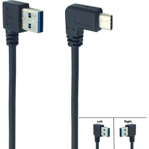USB 3.0 Male to USB 3.1 Type C Cable Right Angle Sync Charge Converter Adapter Data Cable Drop 90 Degree Cord for laptop