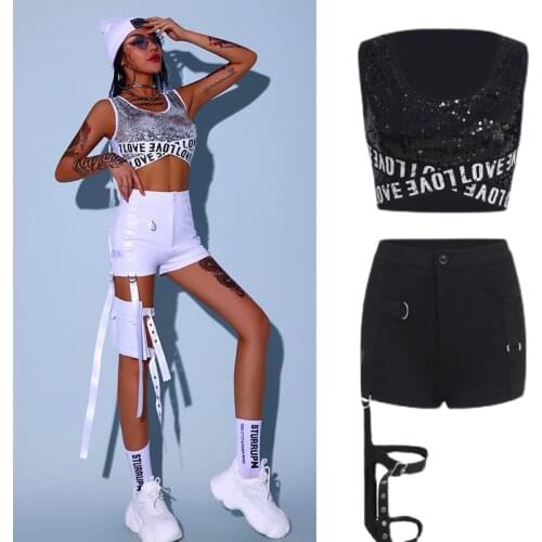 Korean Dance Girl Group Pole Dance Clothes Jazz Practice Clothes Sexy Vest Pole Dance Shorts Performance Stage Outfits DQS7126