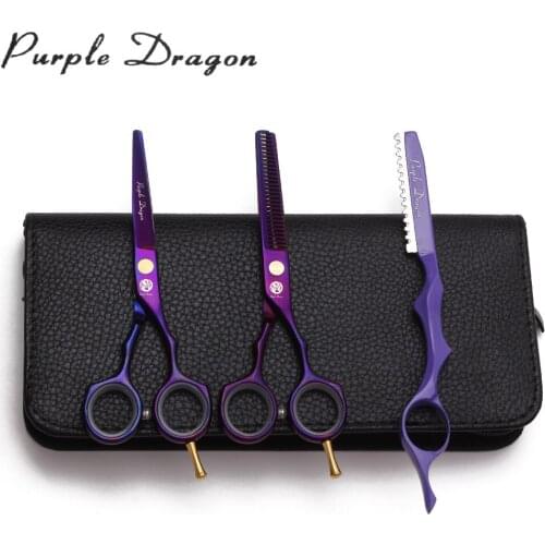 Suit 5.5" 16cm Purple Dragon Hairdressing Scissors Cutting Scissors Thinning Shears Professional Hair Scissors With Razor Z1104