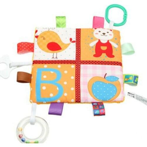 Lovely colour single-page label comfort towel, sound paper, toothpaste ring baby comfort toys wholesale