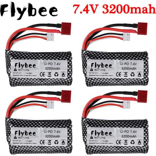 18650 7.4V 2S Lipo Battery for Wltoys 12428 12401 12402 12403 12404 12423 Rc toys cars battery 7.4v 3200mAh T Plug 1-5PCS