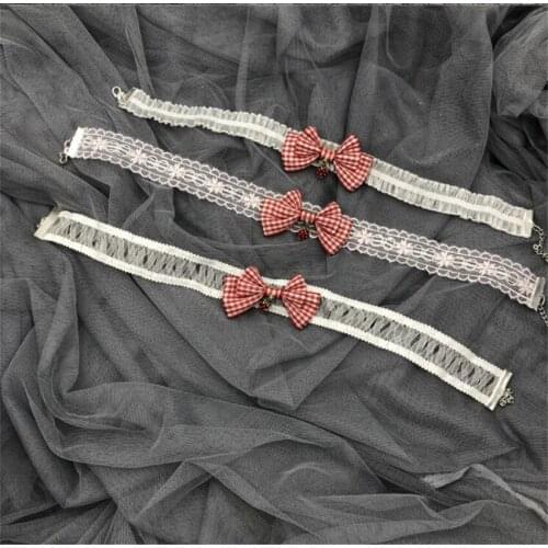 Lolita Lace Strawberry Necklace White Bow Choker Harajuku Necklace Jewelry B1809