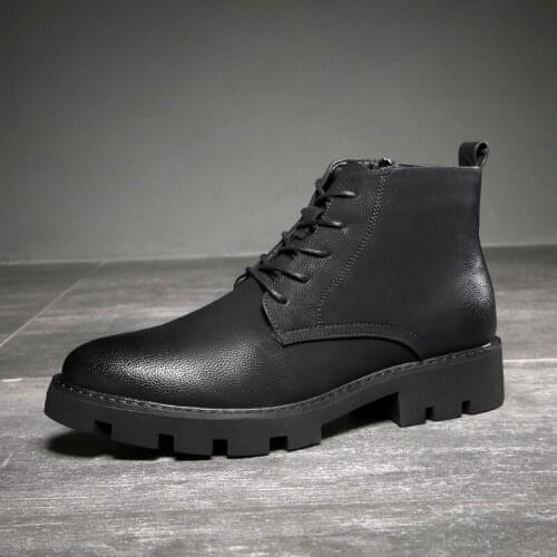 Men Lace Up Ankle Boots High Quality Classic Military Martin Botas Autumn Winter Warm Casual Platform Shoes Plus Size 37-48