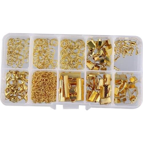 Phenovo Jewelry Making Starter Kit Set Earring Bracelet Necklace Findings extender chain making crafts -Gold