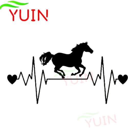 Horse Running Heartbeat Lifeline Animal Sticker Fashion Decoration PVC Waterproof Sunscreen Decal Black/White/Red/Laser/Silver
