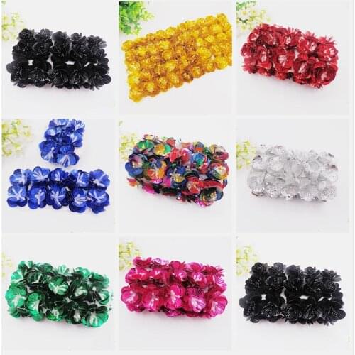 10 Pcs/Lot 3D Floral Appliques Trims Sequined Head wear Embroidered Flower Patches Hair Accessory Diy Garment Sewing Trims 4cm