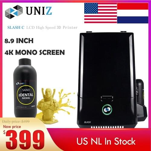 UNIZ SlashC Desktop Highspeed LCD Light Curing 3D Printer with 8.9" 4K Monochrome Large Build Volume 3D Printing Resin In Stock