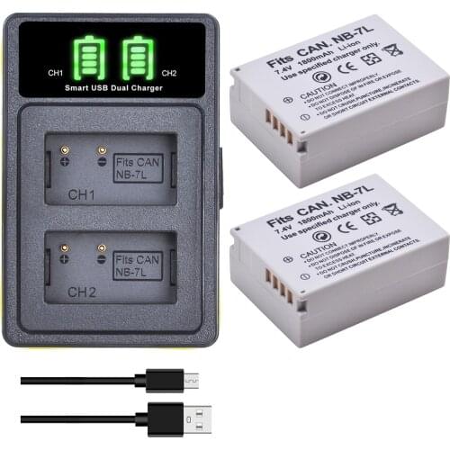NB-7L NB 7L Battery + Build-in USB Charger with Type-C for Canon Powershot G10, G12, G11, SX30 IS