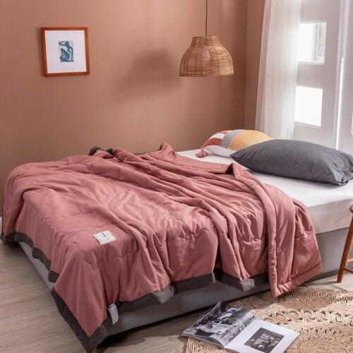 Pure Color 100% Cotton Summer Air-Conditioning Quilt Adult And Children Dormitory Office Sofa Blanket Travel Driver Quilt