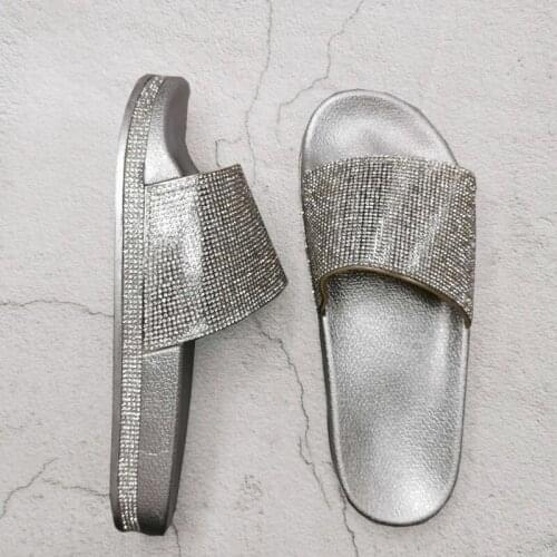 Summer Wedges Women Sandals Platform Bling Shining Female Slides Outdoor Beach Shoes Large Size Thick Bottom Non-slip Footwear