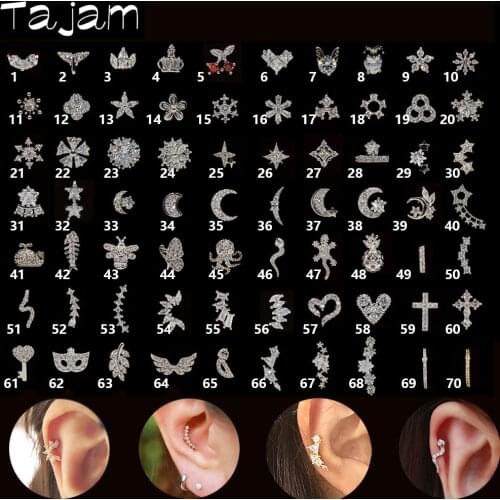 1PC Gold & Silver Color Ear Studs CZ Stud Piercing Moon Star Earring Conch Tragus Stud Helix Cartilage Body Piercing Jewelry 20G