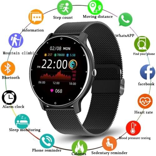 LIGE 2021 Smart Watch Mens Heart Rate Blood Pressure Heart Rate Monitoring Sports Watch Waterproof Smartwatch For Android iOS