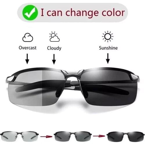 Color Changing Sunglasses Men Polarized Chameleon Glasses Men Driving Sunglasses Day And Night Vision Driver Goggles uv400