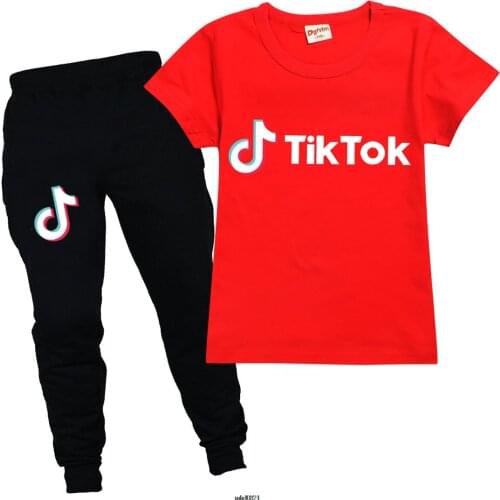 Tik Tok Children Girl Clothes Set Toddler Baby Boys Summer Boy Motion Colour T Shirt Two-piece Sets Cotton Girls Sets 2-16Year