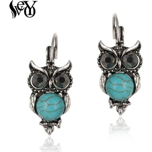 VEYO Vintage Rhinestone Drop Earrings Owl Ear clasp Earrings for Women Fashion Jewelry Gift Wholesale