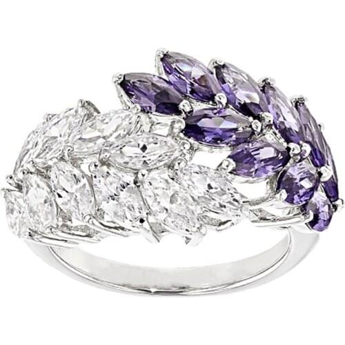 USTAR Purple CZ Finger rings for women new fashion jewelry Sliver rings female Fashion Jewelry Accessories gifts
