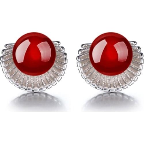100% 925 sterling silver hot sell rhinestone shell design ladies' stud earrings female birthday gift wholesale jewelry