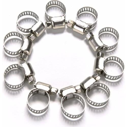 10Pc Stainless Steel Drive Hose Clamp Tri Clamp Adjustable Fuel Line Pipe Worm Gear Clip Clamp Tube Fasterner Spring Clip 8-12mm
