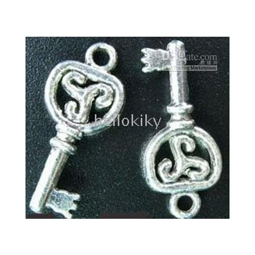 1200pcs Tibetan silver swirl heart key charms 22x10mm A51