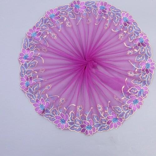 2Yard 21CM Purple Lace Fabric Flower Venice Mesh Lace Trims Applique Sewing Craft for Wedding Dress