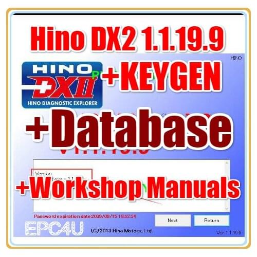 2019 Hino Diagnostic EXplorer 2 Hino DX2 1.1.19.9+Troubleshootings Database +Keygen+Hino Truck Workshop Manuals [2001-2019] DVD