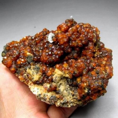 242g Spessartine Garnet on Feldspar Matrix - crystals and stones healing Mineral specimen Home Decor feng shui decoration