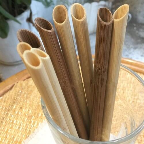 5PCS/Set 20cm Pointed Smoothie Drinking Straw Eco Friendly Reusable Bamboo Straws Big Wide Bubble Milk Tea Drinking Straw Brush