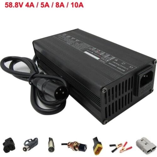 58.8V 4A 5A 6A 8A 10A Lithium Battery charger With Fan 52V 14S Li ion Smart Charger 51.8V E bike Scooter Bateria Fast Charger