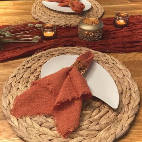 6PCS 40X40CM Customized Retro Burr Napkin,Cotton Gauze Wedding Kitchen Tea Towel,Dinner Table Rustic Decor Dining Place Mats