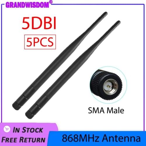 5pcs 868MHz 915MHz Antenna 5dbi SMA Male Connector GSM 915 MHz 868 MHz antena outdoor signal repeater antenne waterproof Lorawan