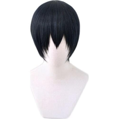 Anime Haikyuu!! Karasuno Kageyama Tobio Black Blue Short Wig Cosplay Costume Heat Resistant Synthetic Hair Haikiyu Men Wigs