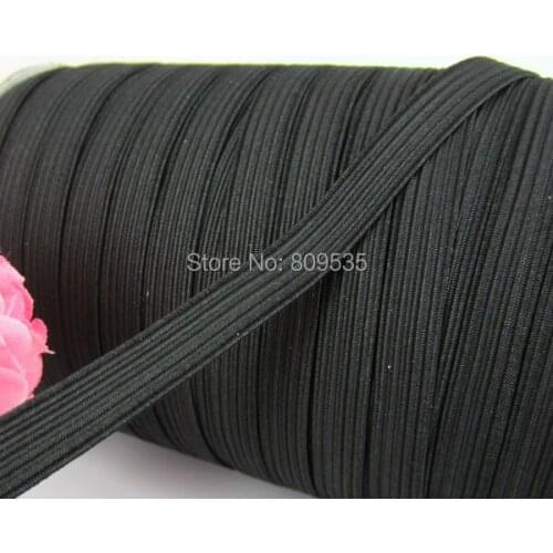 Free Shipping 100yard Black 1/3" (8.0mm) Black Soft Knitted Braided Elastic