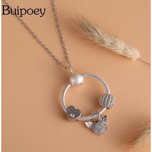 Buipoey Fashion Flying Wings Heart Pendant Necklace Best Friend Heart Charm Necklace Boys & Girls Friendship Birthday Party Gift
