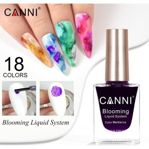 CANNI New Arrivals 15ml Marble Ink Nail polish 18 Colors Watercolor Blossoming Effect Nail Design Blooming Liquid System
