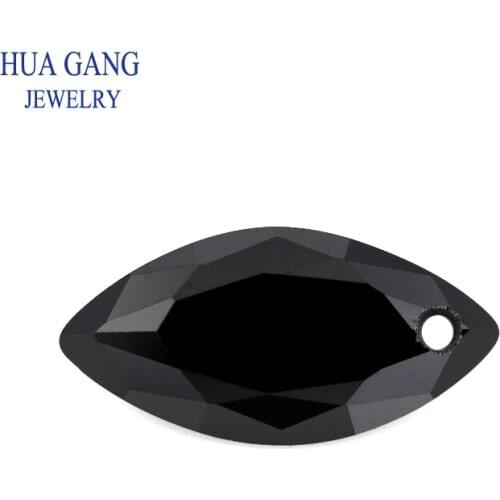 Single Hole AAAAA Marquise Shape Black Cubic Zirconia Stone For Jewerly Making Size 4X8-10x20mm High Quality Loose CZ Stone