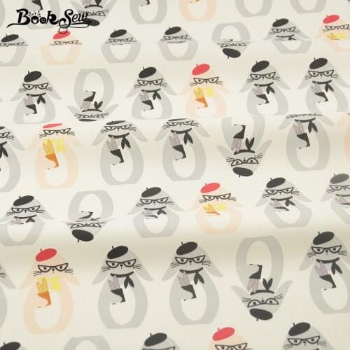 Home Textile Material Bed Sheet 100% Cotton Fabric Twill Fabric Cool Grey Rabbits Designs Tissue For Patchwork Baby Clothing