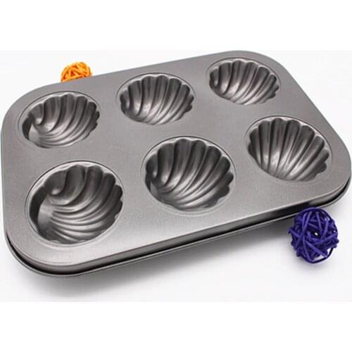 6 Cavity Shell Shape Cake Mold Baking Tray Carbon Non-Stick Steel Mold Banana Cake Mold Baking Tray Cake Decoration Baking Tray